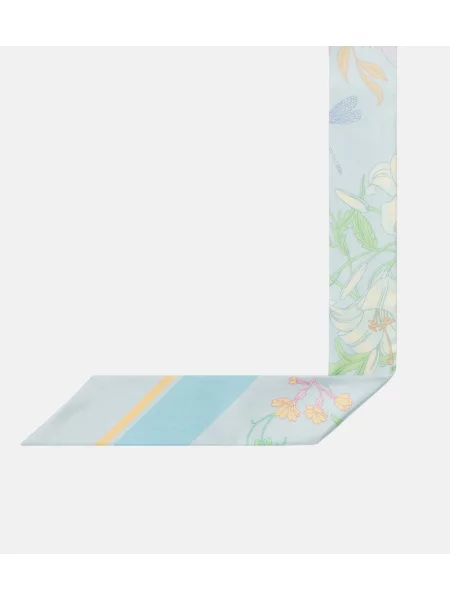 Fular Gucci de mătase cu model floral albastru