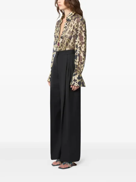 Pantaloni Nina Ricci de lână plisate negru