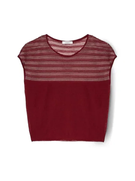Sweter Motivi w paski z paskiem czerwony