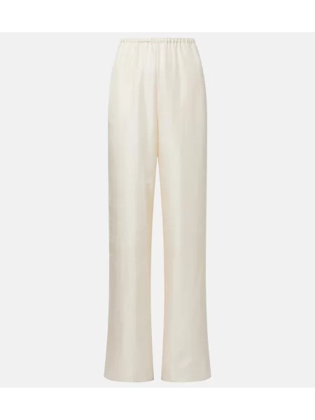 Pantaloni Toteme cu broderie din satin alb