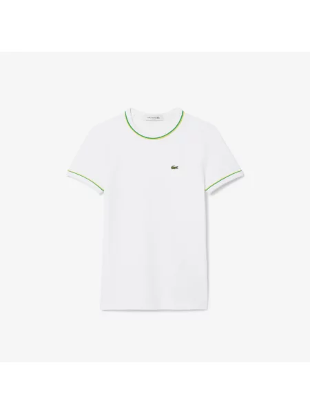 Lacoste T-Shirt Z Dżerseju Z Kontrastowym Akcentem biała