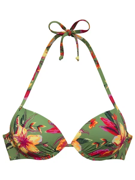 LASCANA Bikini zgornji del Malia / zelena / roza rumena