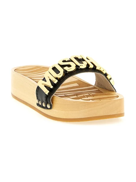 Klapki Moschino skórzane czarne