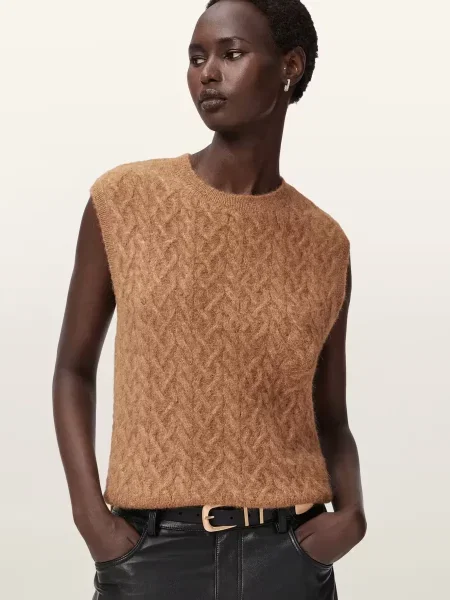 Шерстяной жилет Allsaints бежевый