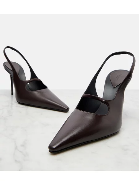 Pantofi cu toc Alaïa din piele slingback maro