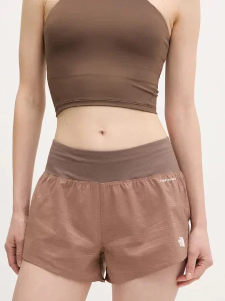 The North Face sport rövidnadrág Sunriser női mintás magas derekú barna