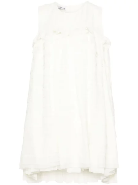 Rochie mini Baruni cu volane de costum alb