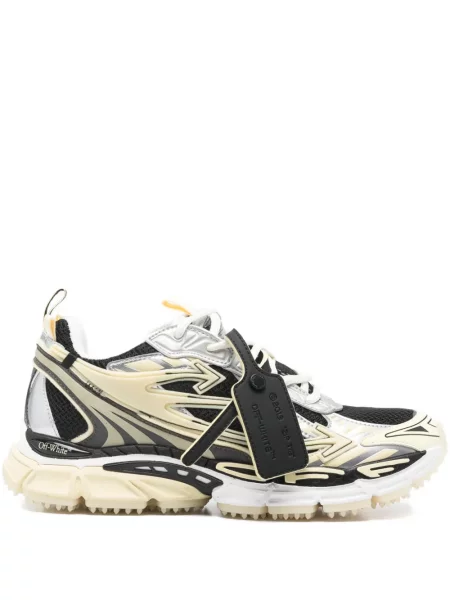 Sneakerși Off-white cu șireturi din dantelă alb