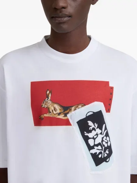 Tricou Marni cu imagine alb