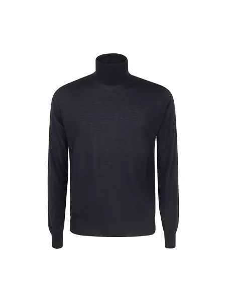 Lniany sweter z golfem Filippo De Laurentiis czarny