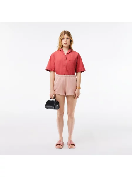Lacoste Koszula Z Krótkim Rękawem Oversize różowa