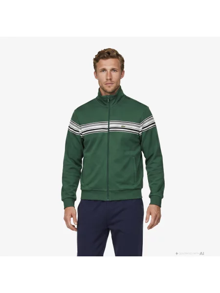 Lacoste Bluza Z Zamkiem Z Blokadą Koloru Regular Fit zielona