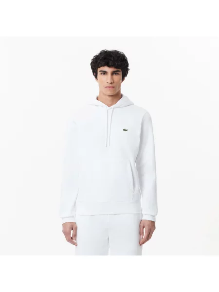 Lacoste Bluza Z Kapturem Z Bawełny Organicznej Lacoste biała