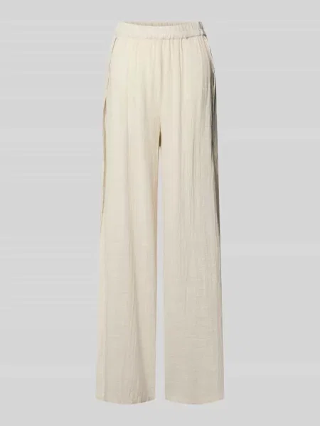 Spodnie o kroju loose fit z czystej bawełny model AGNES' Pieces beżowe