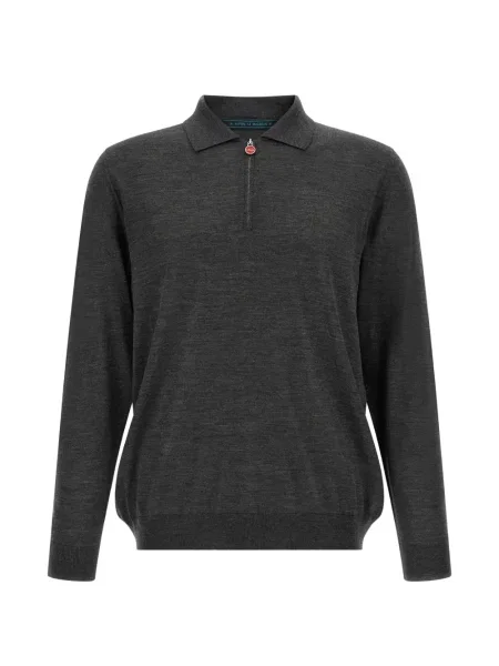 Tricou polo Kiton de lână gri