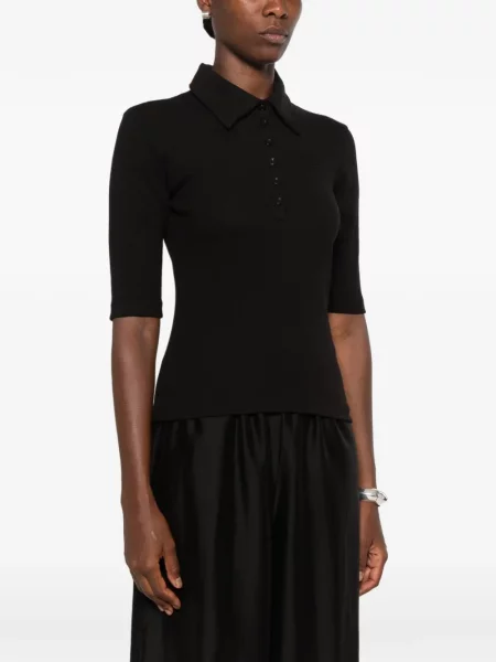 Tricou polo Gestuz tricotate negru