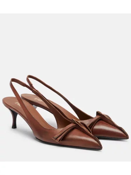 Usnjene salonarji Prada z odprtimi petami rjava