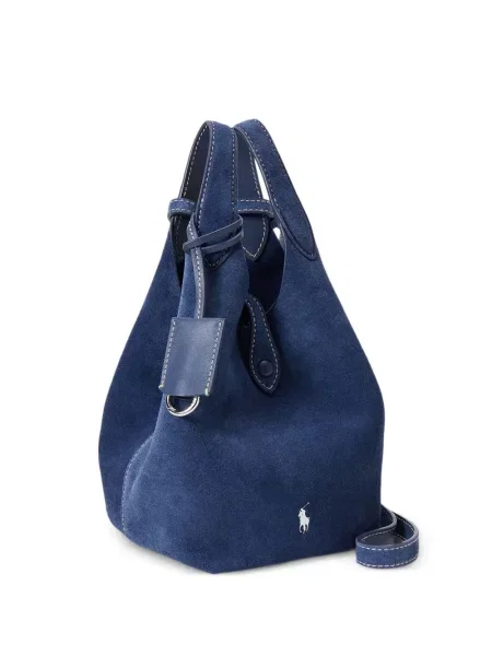 Haftowana koszulka polo Polo Ralph Lauren w paski ze sznurkiem niebieska