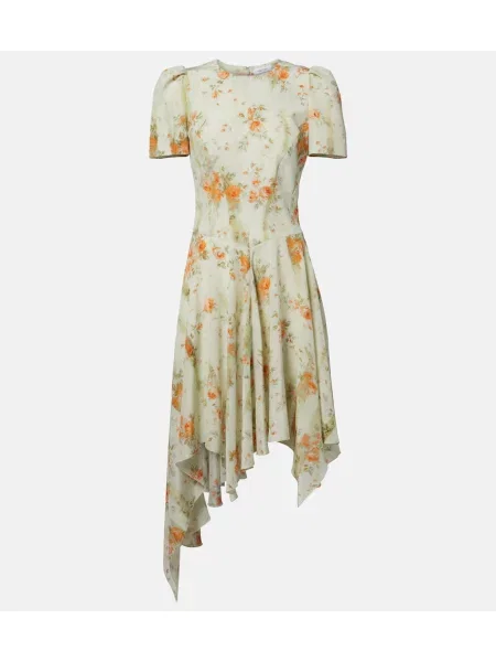 Rochie midi Mcqueen cu model floral asimetrică