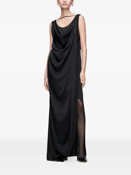 Rochie maxi Maison Margiela din satin drapată negru