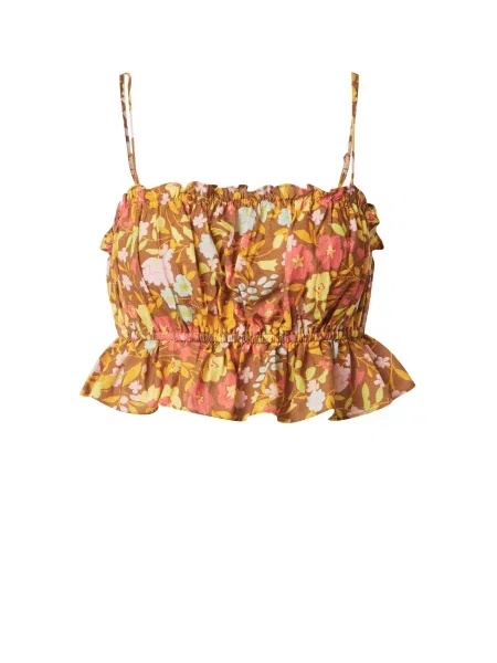 Nasty Gal Top aqua / ocru / galben muștar / roz pal albastru
