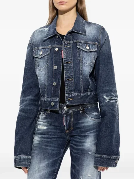 Geacă de blugi Dsquared2 zdrențuiți albastru