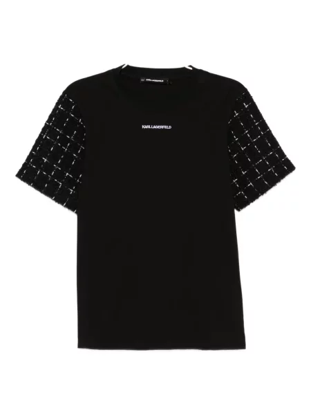 Haftowana bukiecik koszulka Karl Lagerfeld czarna
