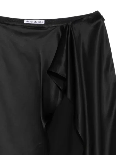 Fustă Acne Studios din dantelă drapată negru