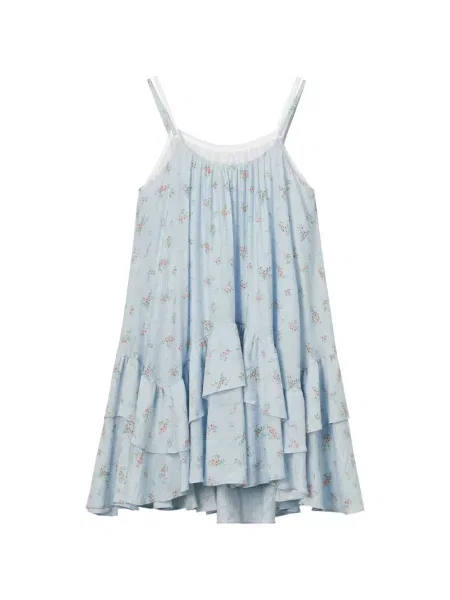 Rochie mini B+ab cu model floral cu imagine albastru