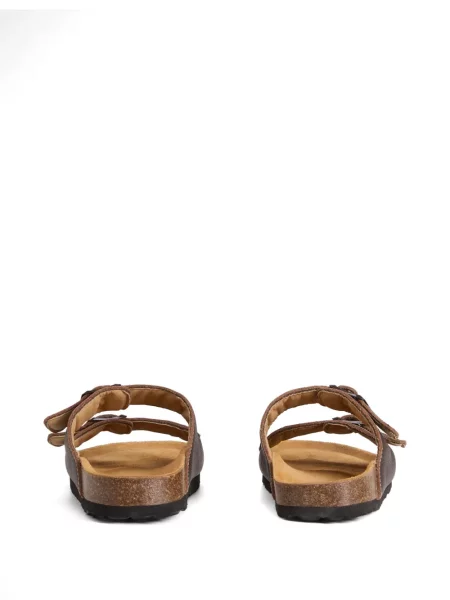 Sandale Woolrich din piele cu bretele maro