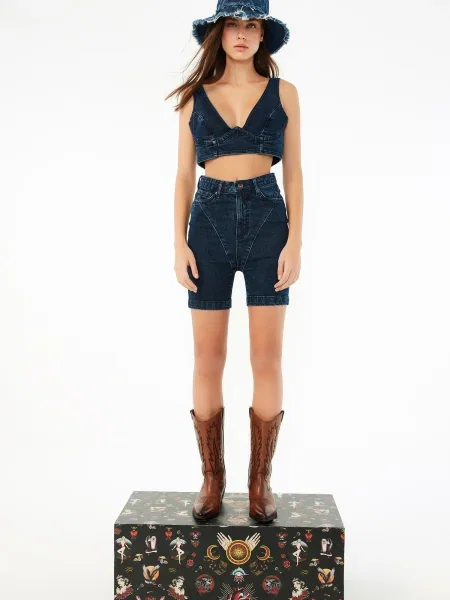 Szorty jeansowe Trendyol czarne