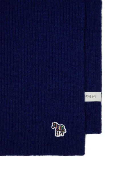 Fular Paul Smith cu model zebră cu nervuri albastru