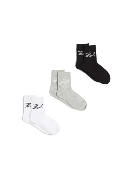 Karl Lagerfeld Ponožky svetlosivá / čierna biela