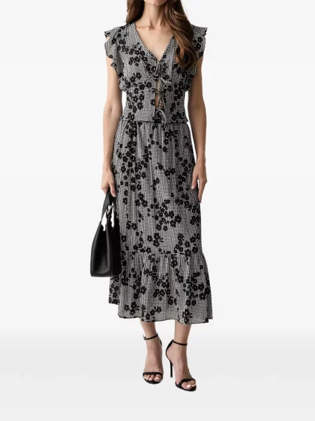 Fustă midi Morgan cu model floral cu imagine negru