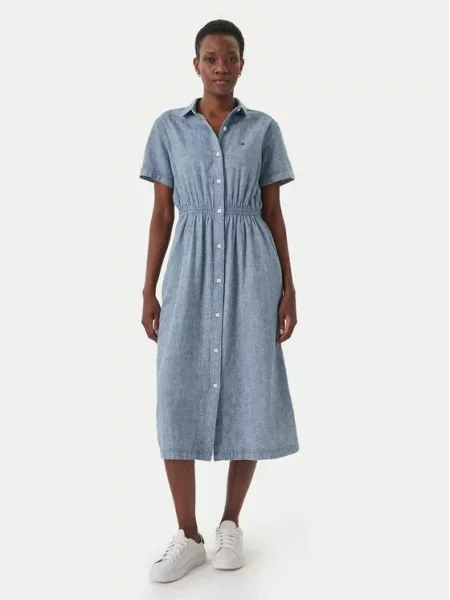 Tommy Jeans Rochie tip cămașă albastru