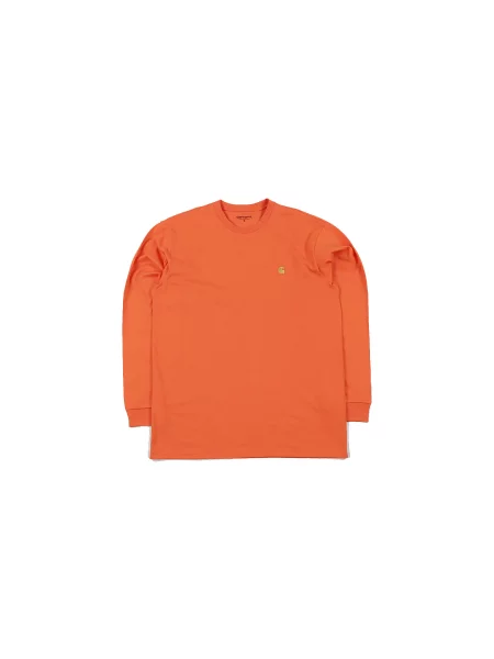 Carhartt WIP L/S Chase T-Shirt Pepper Gold Mężczyźni Koszulki Carhartt WIP Size: XL pomarańczowy