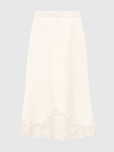 Спідниця міді з квітковою вишивкою Twinset біла