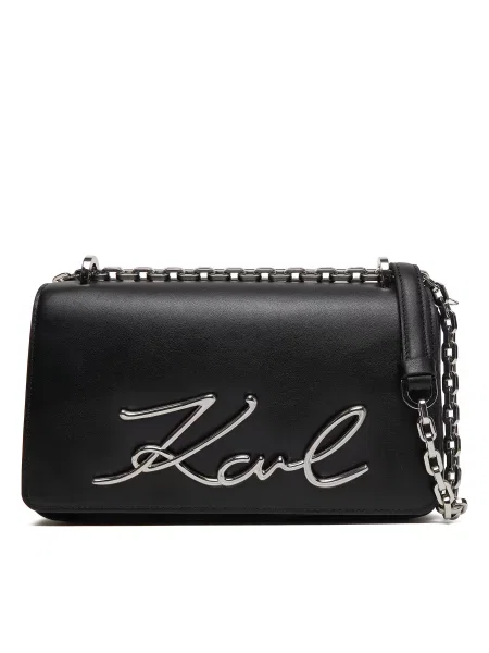 Usnjena torbica Karl Lagerfeld K/SIGNATURE črna