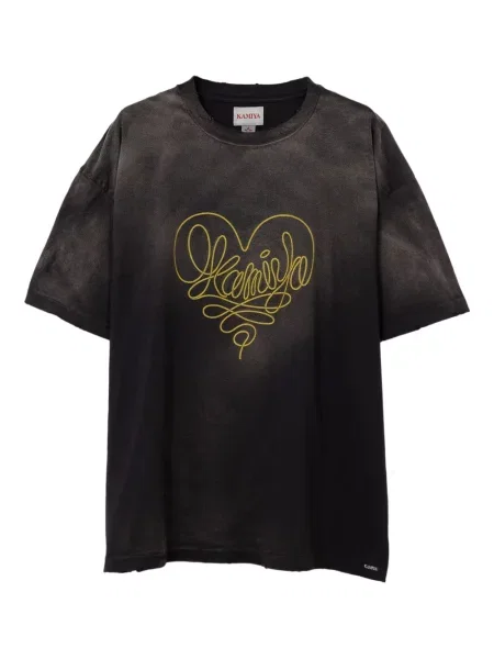 Tricou Kamiya cu motiv cu inimi negru