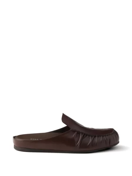 Papuci tip mules Prada din piele maro