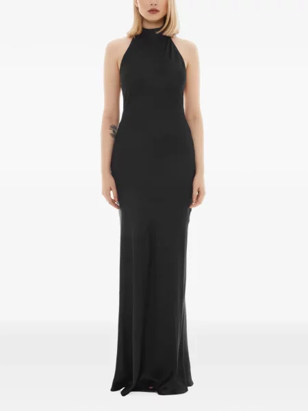 Rochie maxi Tessitura Body Couture cu gât halter negru