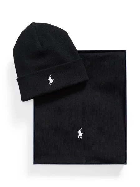 Polo Ralph Lauren Set Fular și Căciulă negru