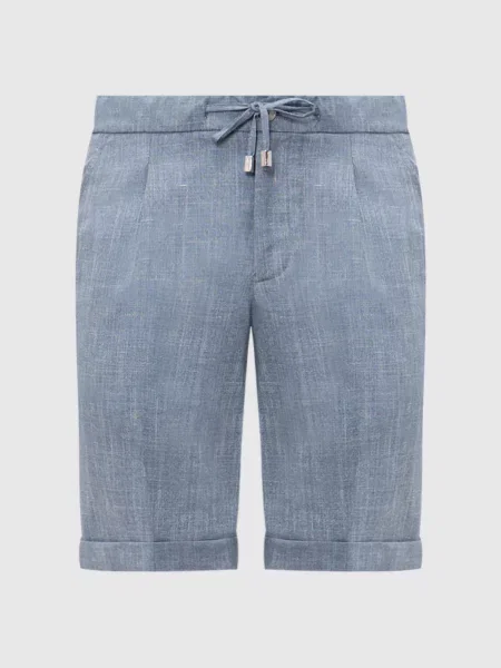 Шорти з вовни шовку та льону Enrico Mandelli блакитні