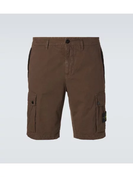 Plátěné šortky cargo Stone Island s kamínky hnědé
