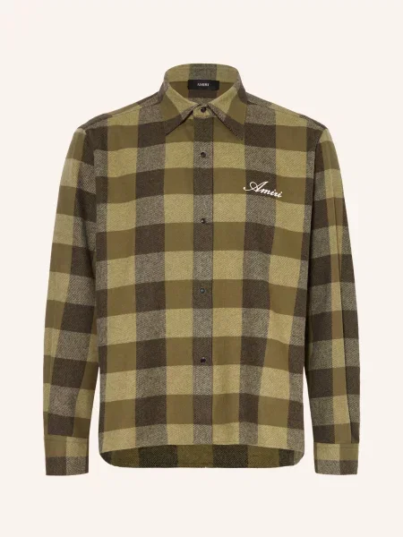 Amiri Flanelová Košile Comfort Fit khaki / olivová