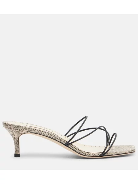 Papuci tip mules Manolo Blahnik din piele cu model piele de șarpe