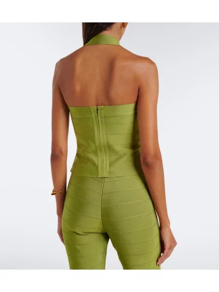 Top Retrofete cu gât halter verde