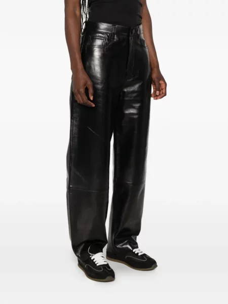 Pantaloni Sandro din piele negru