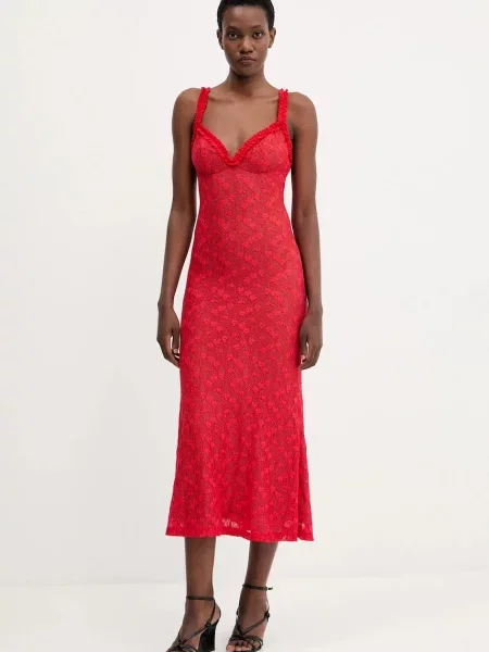 Bardot rochie rosu maxi evazati