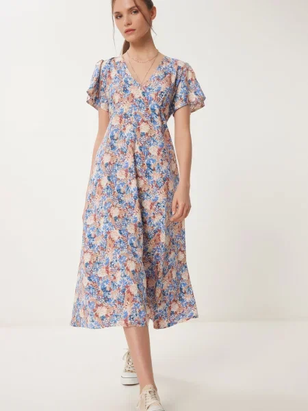 Happiness İstanbul Rochie albastru / castaniu / maro cappuccino / murdar alb